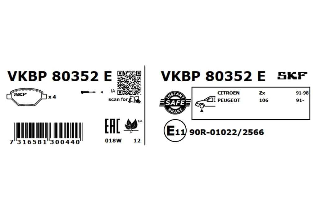 VKBP 80352 E SKF Комплект тормозных колодок, дисковый тормоз (фото 7)