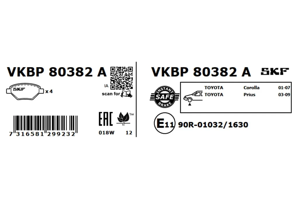 VKBP 80382 A SKF Комплект тормозных колодок, дисковый тормоз (фото 4)