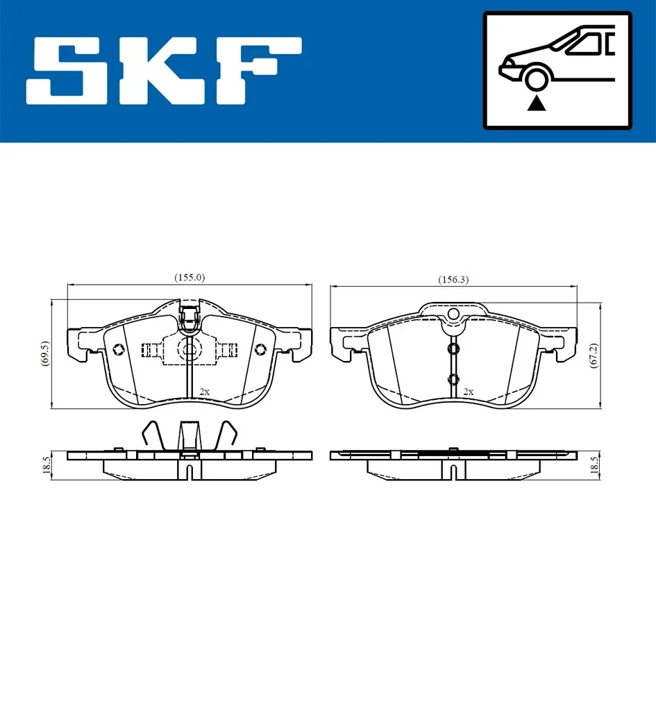 VKBP 80385 SKF Комплект тормозных колодок, дисковый тормоз (фото 2)