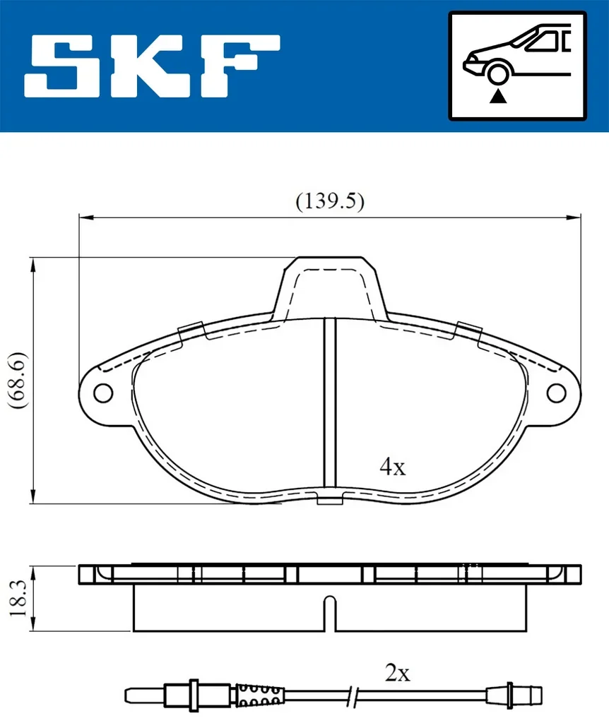 VKBP 80423 E SKF Комплект тормозных колодок, дисковый тормоз (фото 2)