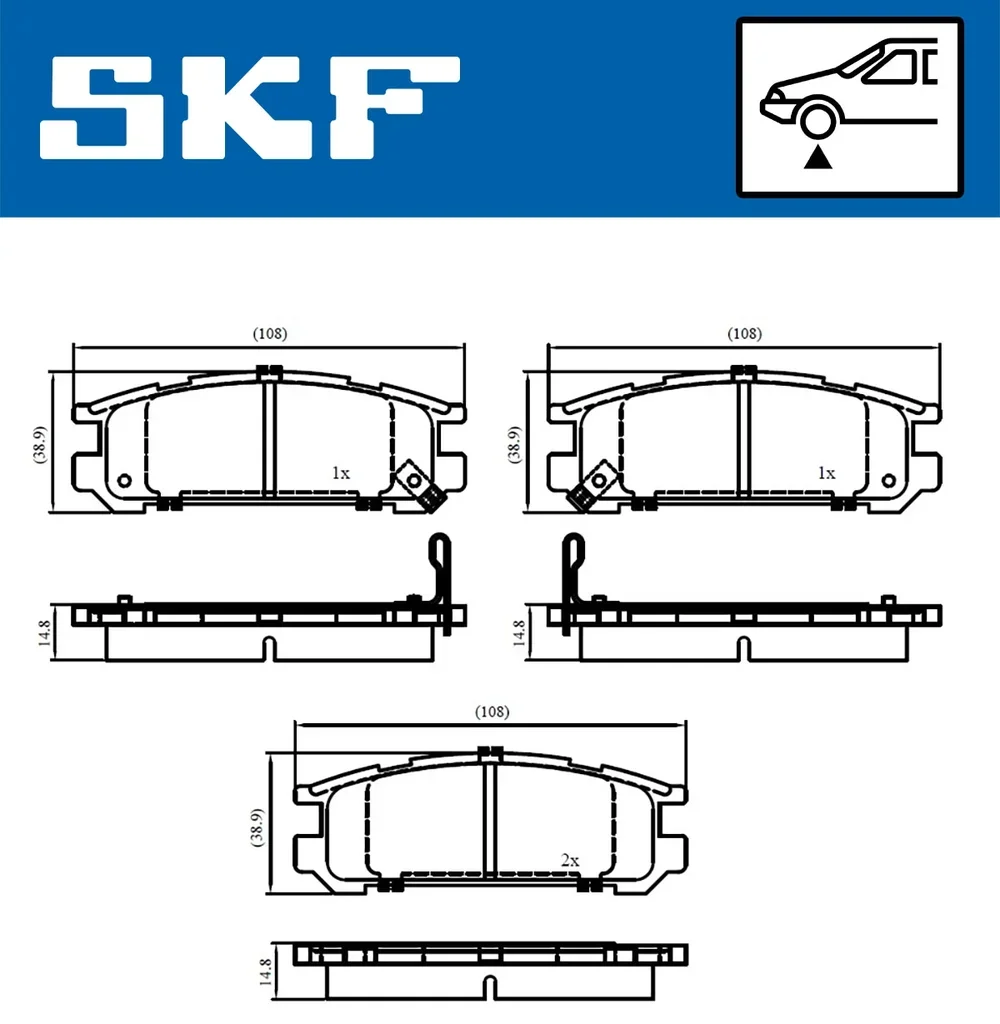 VKBP 80457 SKF Комплект тормозных колодок, дисковый тормоз (фото 1)