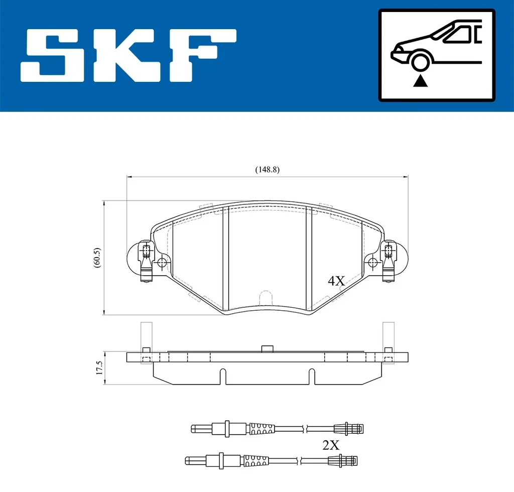 VKBP 80463 E SKF Комплект тормозных колодок, дисковый тормоз (фото 2)
