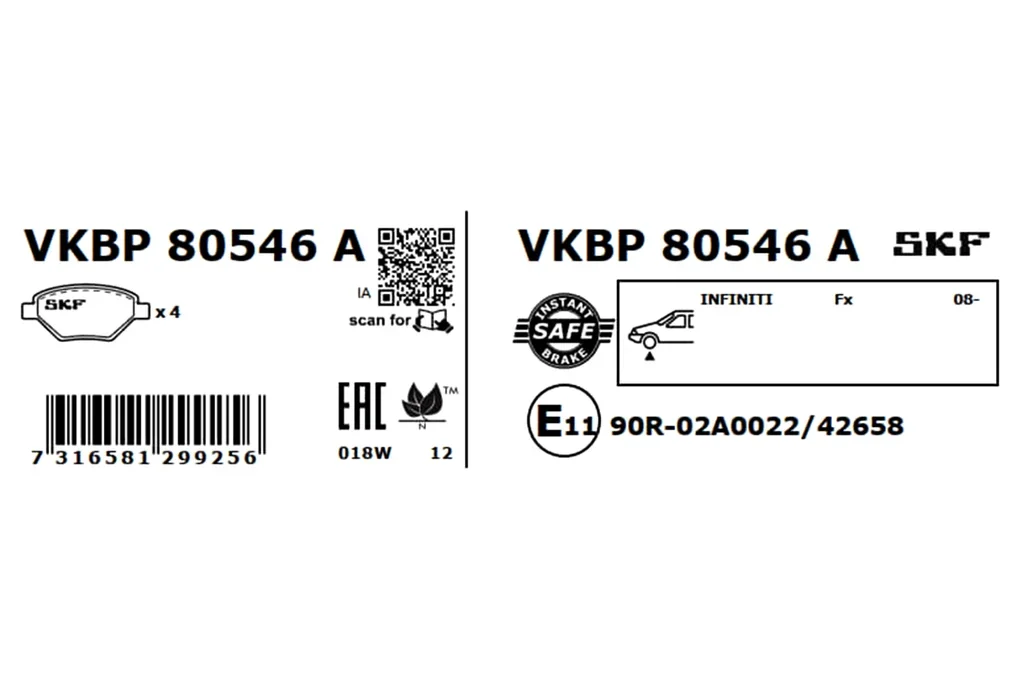 VKBP 80546 A SKF Комплект тормозных колодок, дисковый тормоз (фото 6)