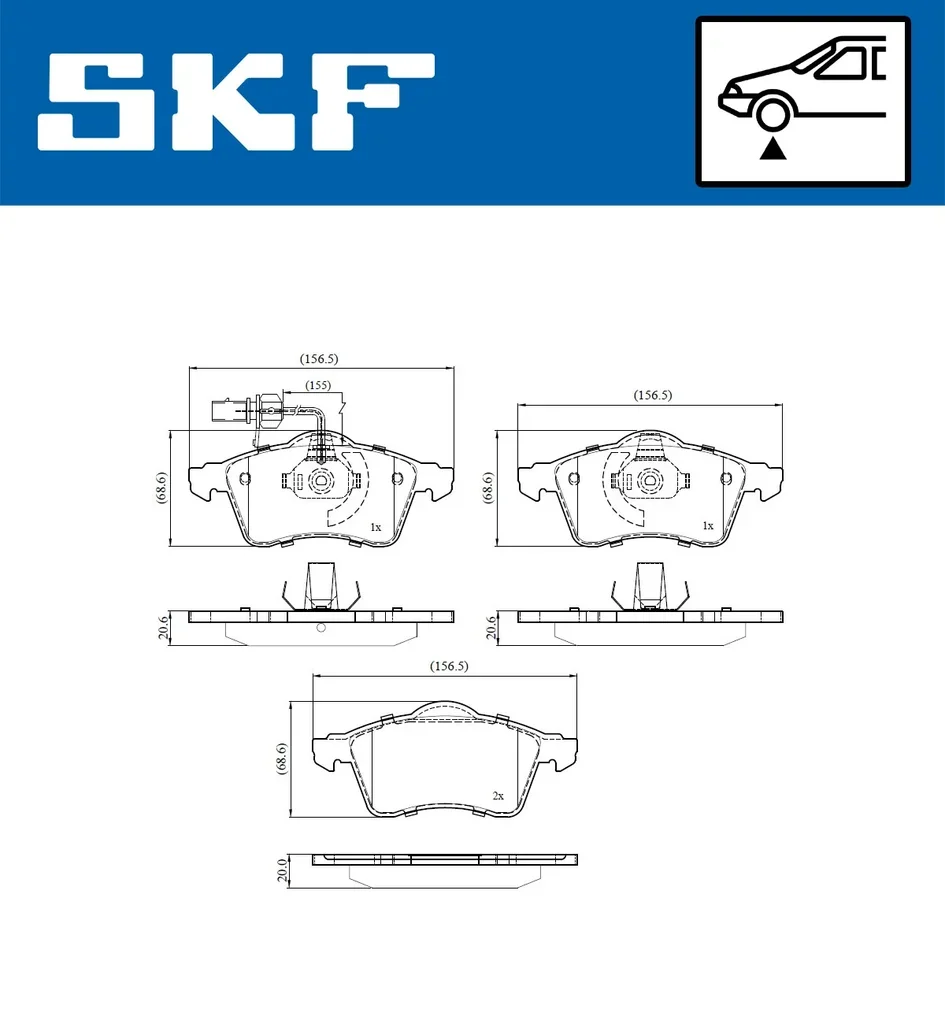 VKBP 80573 E SKF Комплект тормозных колодок, дисковый тормоз (фото 2)