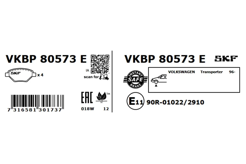 VKBP 80573 E SKF Комплект тормозных колодок, дисковый тормоз (фото 3)