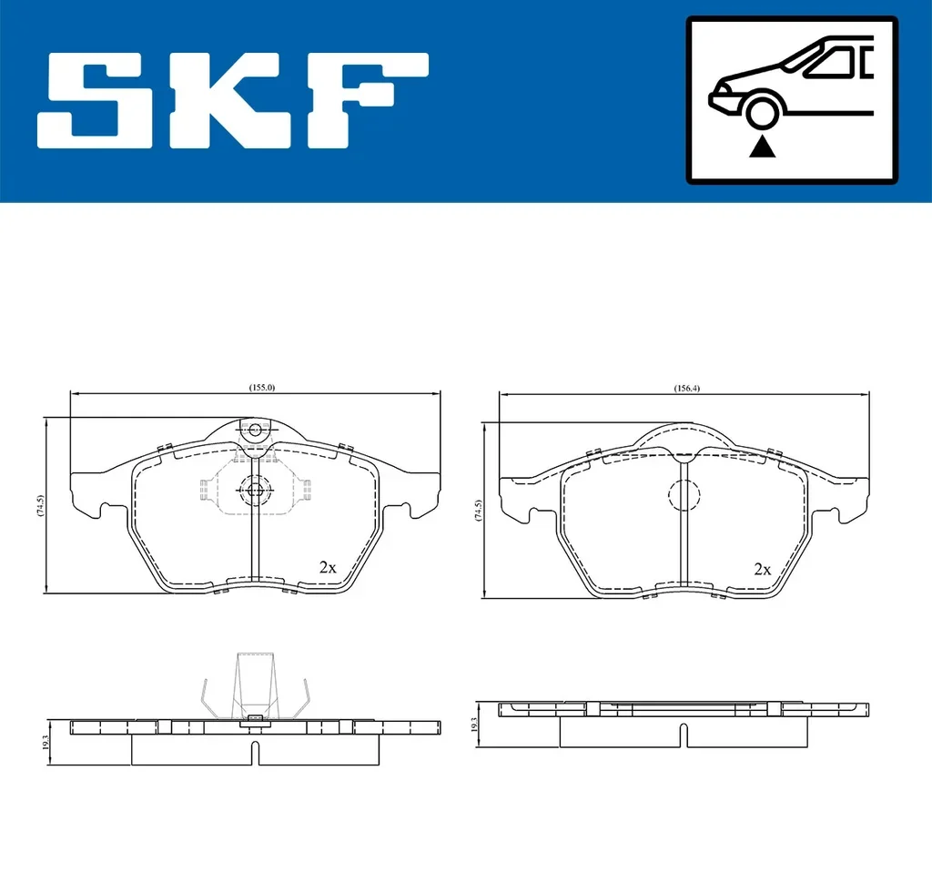 VKBP 80593 SKF Комплект тормозных колодок, дисковый тормоз (фото 2)