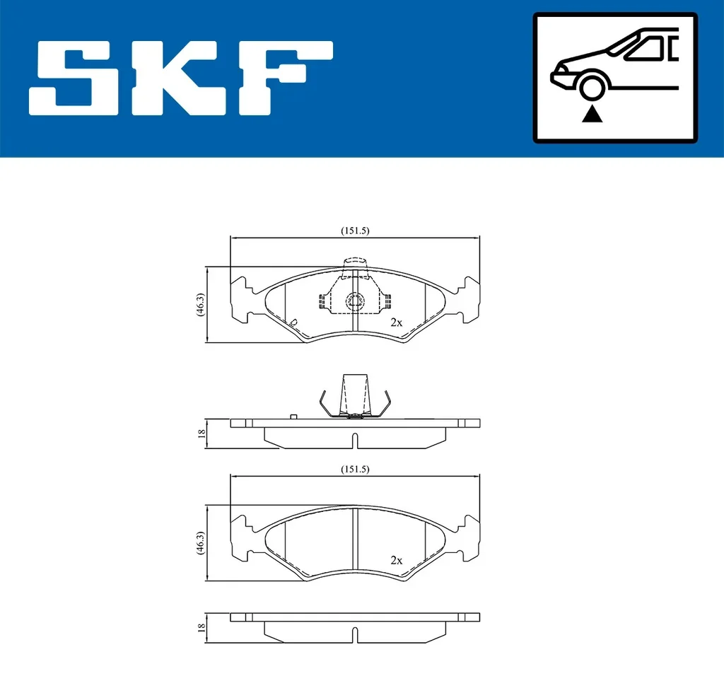 VKBP 80602 SKF Комплект тормозных колодок, дисковый тормоз (фото 2)