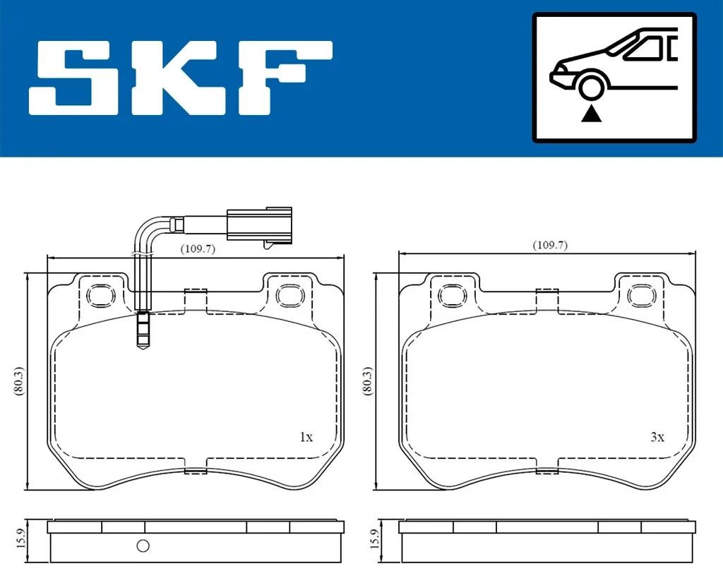VKBP 80610 E SKF Комплект тормозных колодок, дисковый тормоз (фото 2)