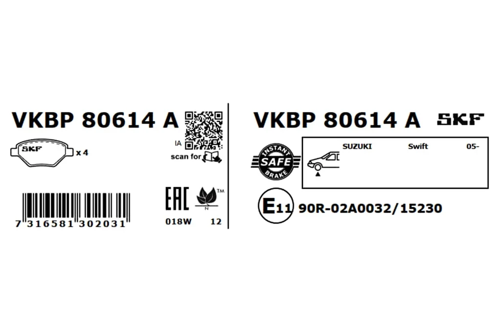 VKBP 80614 A SKF Комплект тормозных колодок, дисковый тормоз (фото 6)