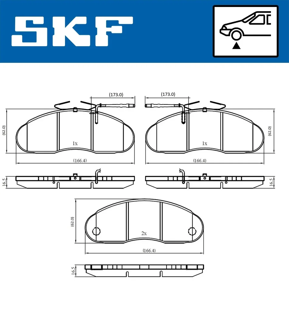 VKBP 80616 E SKF Комплект тормозных колодок, дисковый тормоз (фото 2)