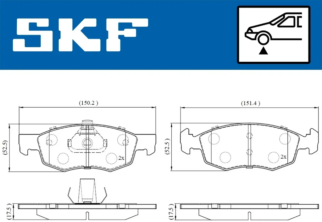 VKBP 80618 SKF Комплект тормозных колодок, дисковый тормоз (фото 2)