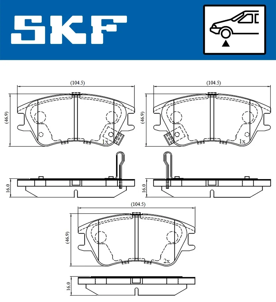 VKBP 80621 A SKF Комплект тормозных колодок, дисковый тормоз (фото 2)