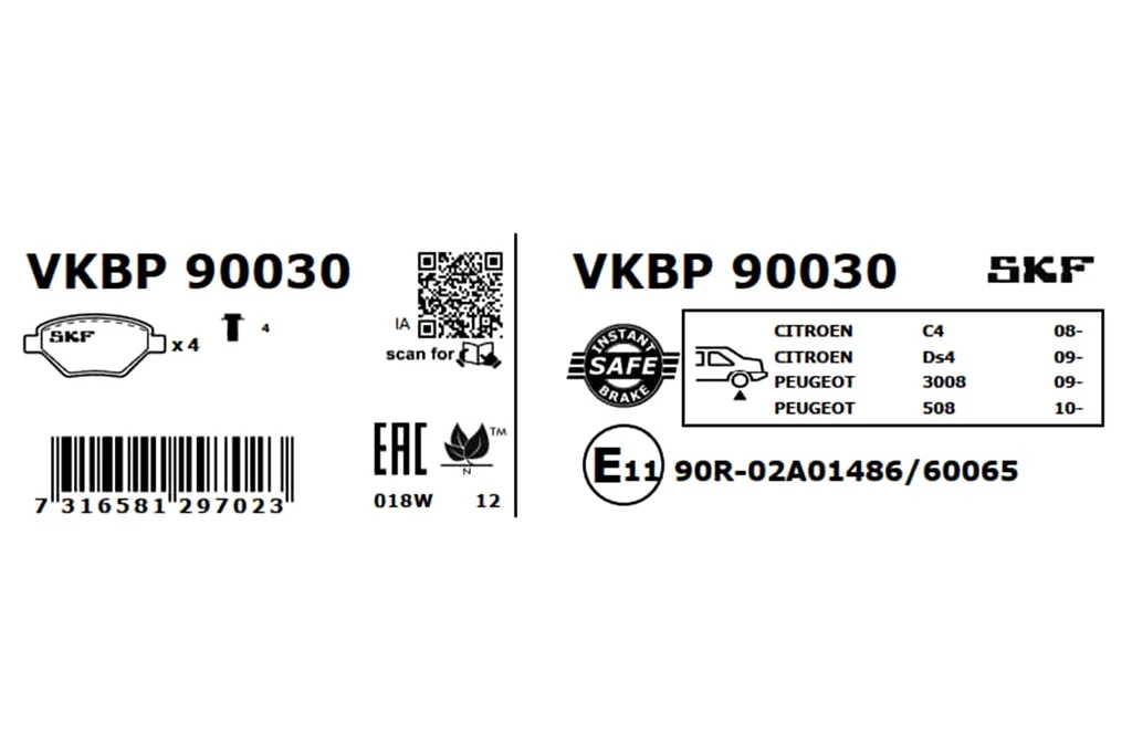 VKBP 90030 SKF Комплект тормозных колодок, дисковый тормоз (фото 6)