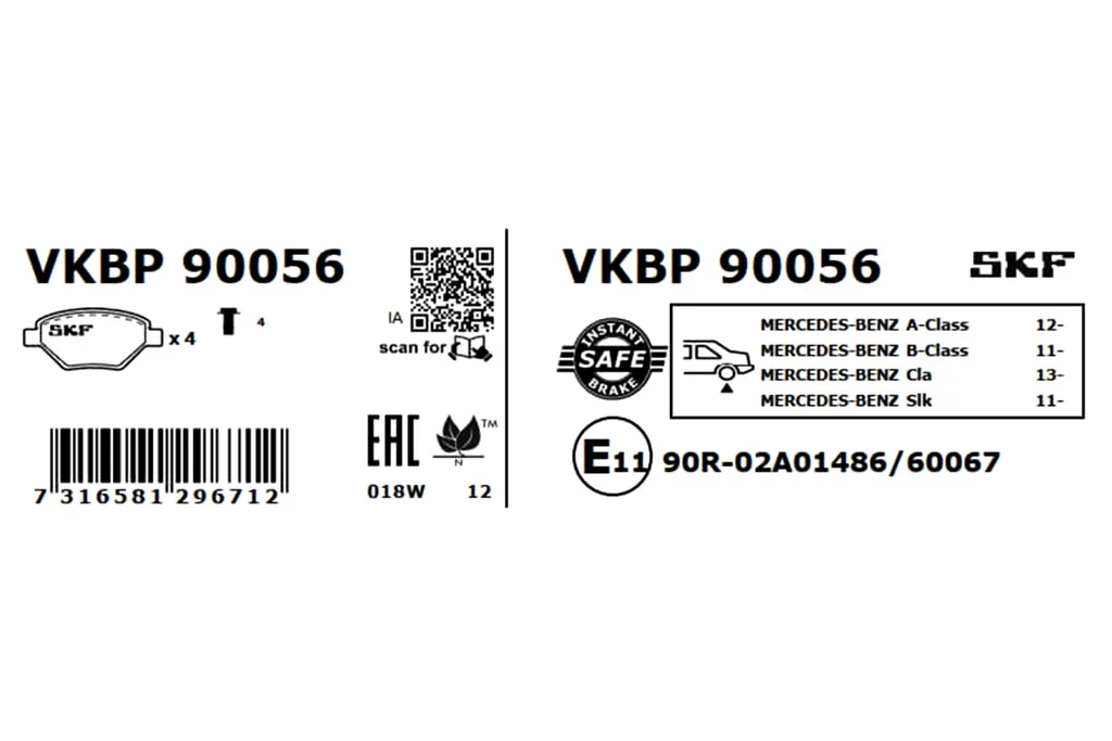 VKBP 90056 SKF Комплект тормозных колодок, дисковый тормоз (фото 6)