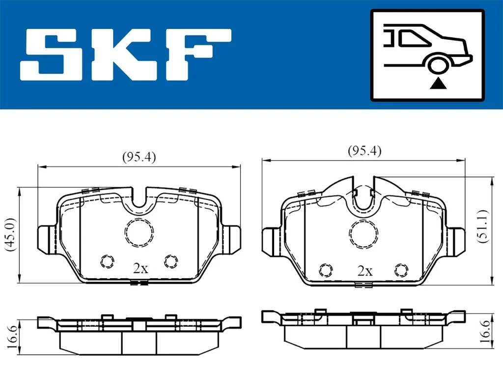 VKBP 90090 SKF Комплект тормозных колодок, дисковый тормоз (фото 2)