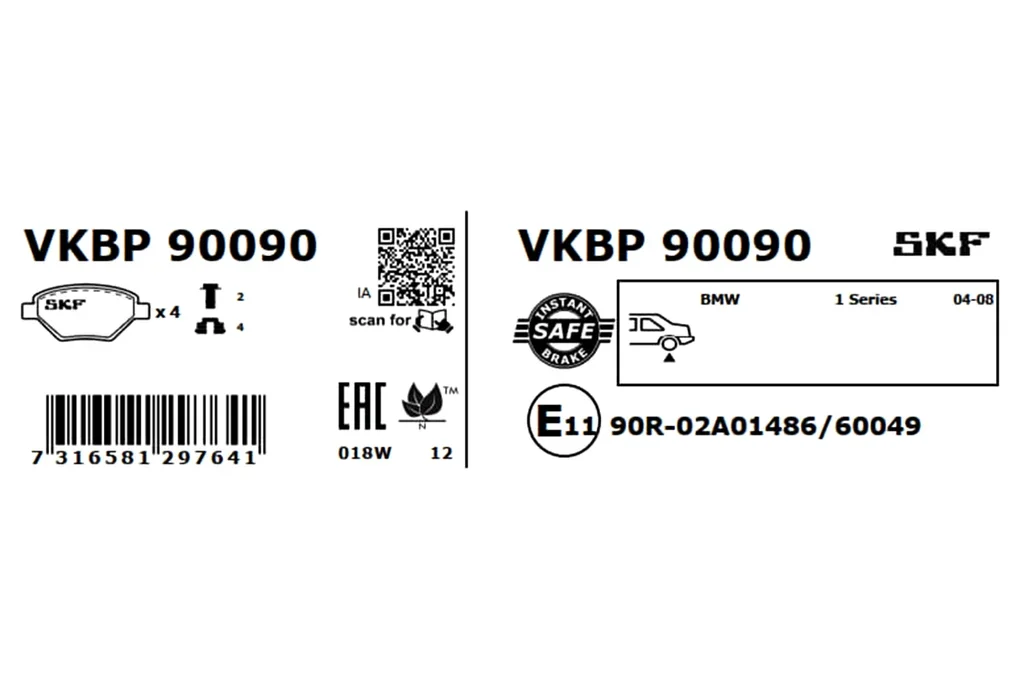 VKBP 90090 SKF Комплект тормозных колодок, дисковый тормоз (фото 7)