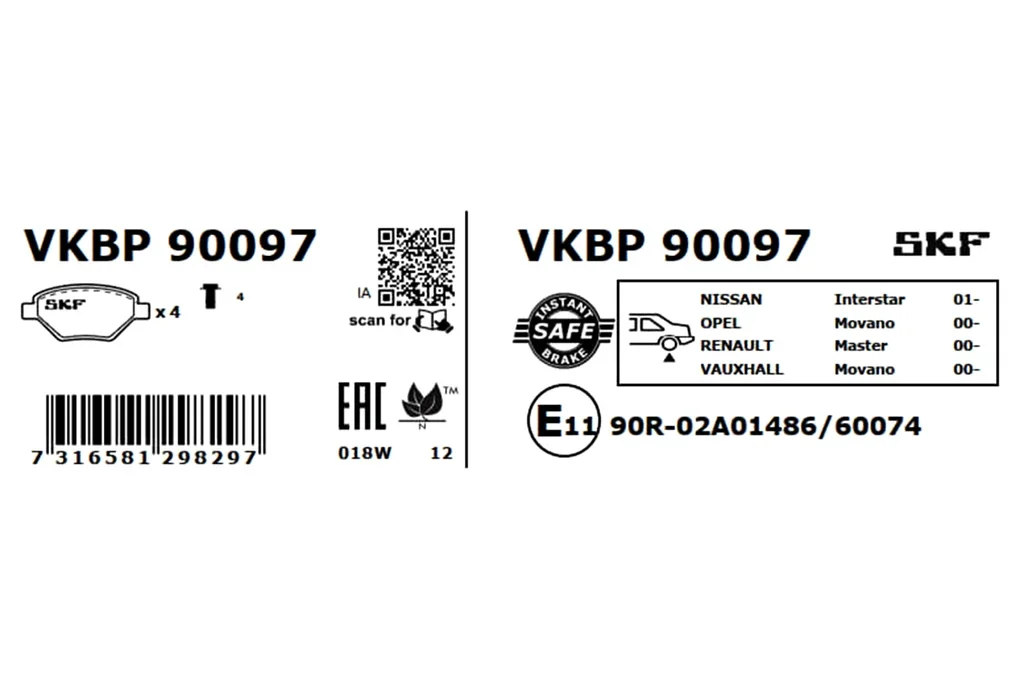 VKBP 90097 SKF Комплект тормозных колодок, дисковый тормоз (фото 6)