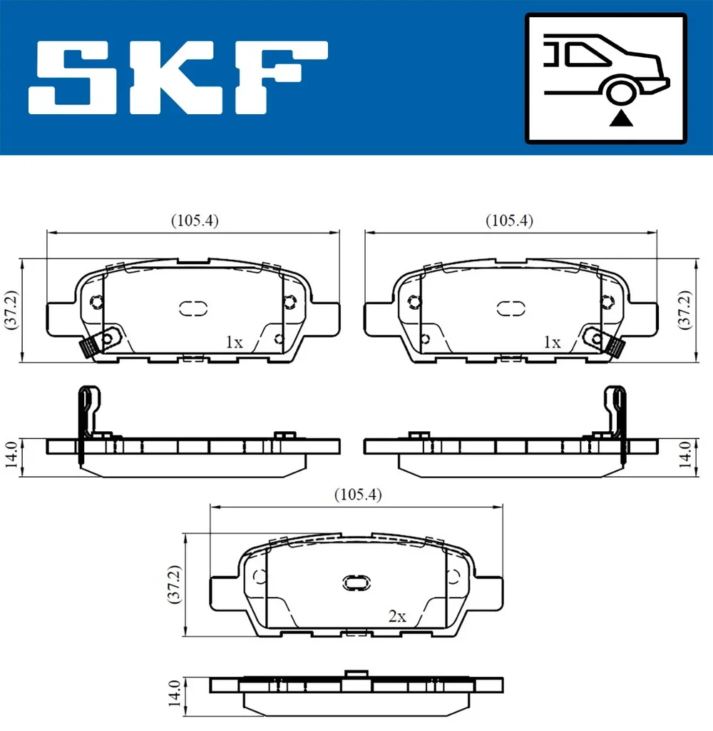 VKBP 90107 A SKF Комплект тормозных колодок, дисковый тормоз (фото 2)