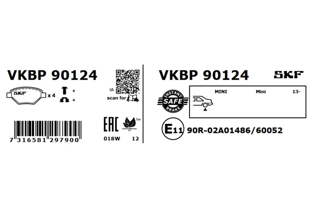 VKBP 90124 SKF Комплект тормозных колодок, дисковый тормоз (фото 3)