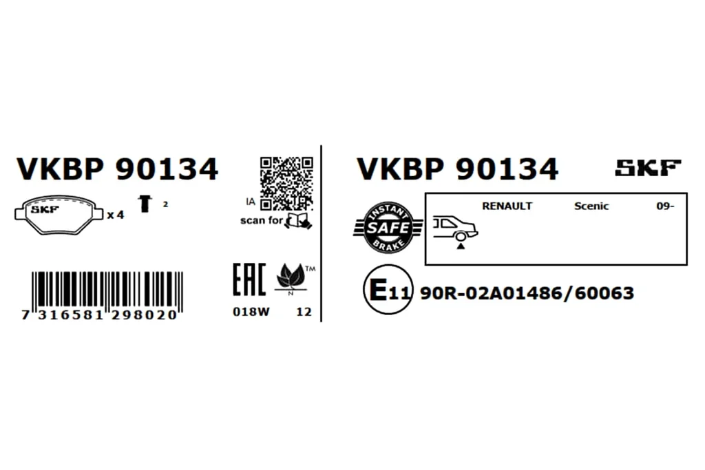 VKBP 90134 SKF Комплект тормозных колодок, дисковый тормоз (фото 7)