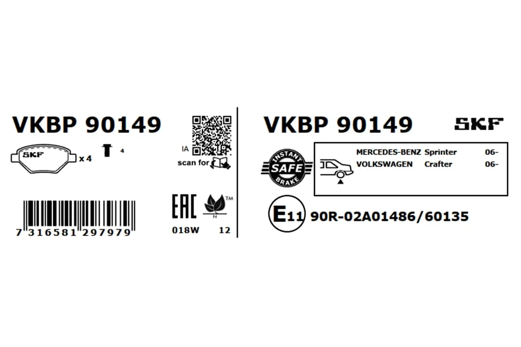 VKBP 90149 SKF Комплект тормозных колодок, дисковый тормоз (фото 7)