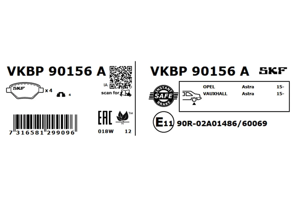 VKBP 90156 A SKF Комплект тормозных колодок, дисковый тормоз (фото 6)