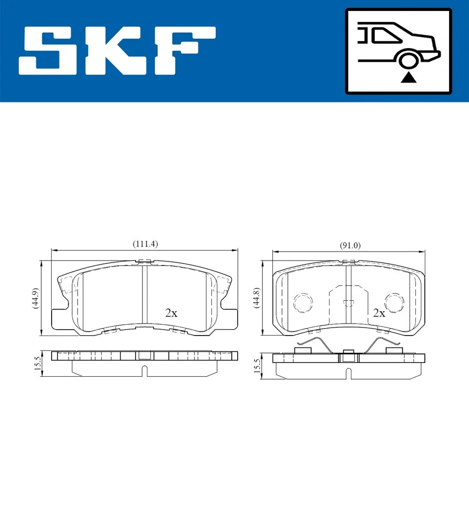 VKBP 90222 SKF Комплект тормозных колодок, дисковый тормоз (фото 2)