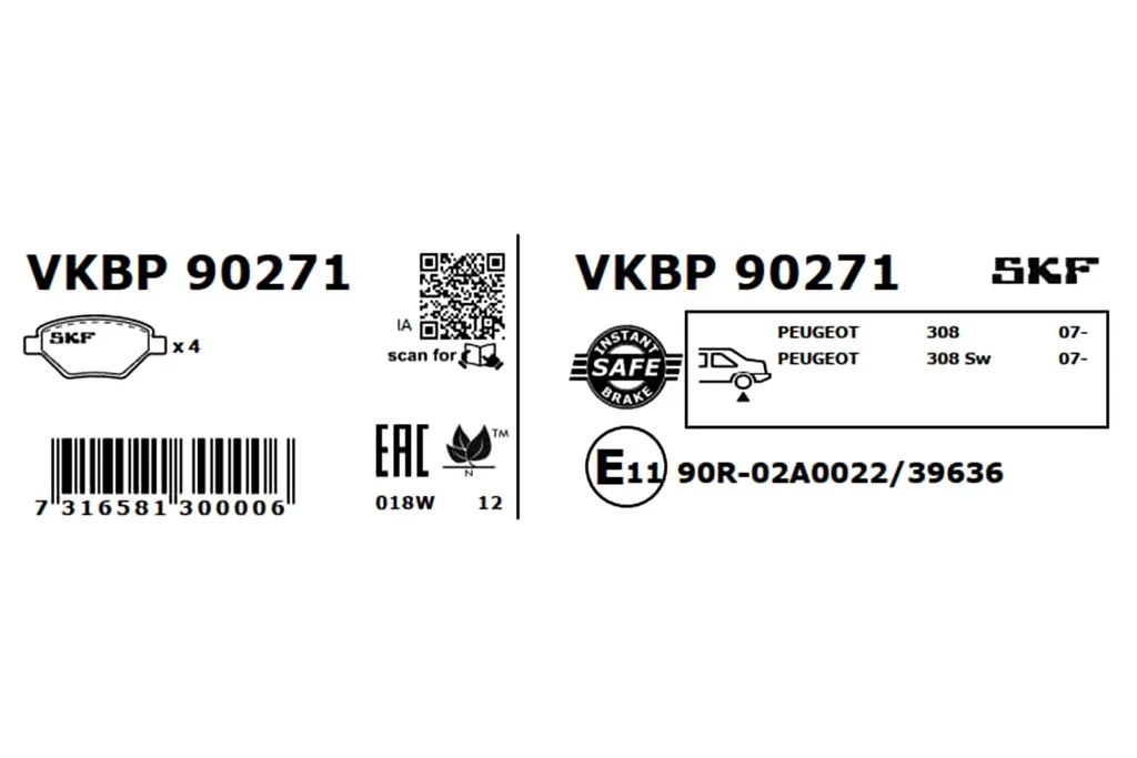 VKBP 90271 SKF Комплект тормозных колодок, дисковый тормоз (фото 5)