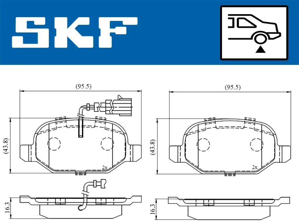 VKBP 90398 E SKF Комплект тормозных колодок, дисковый тормоз (фото 2)