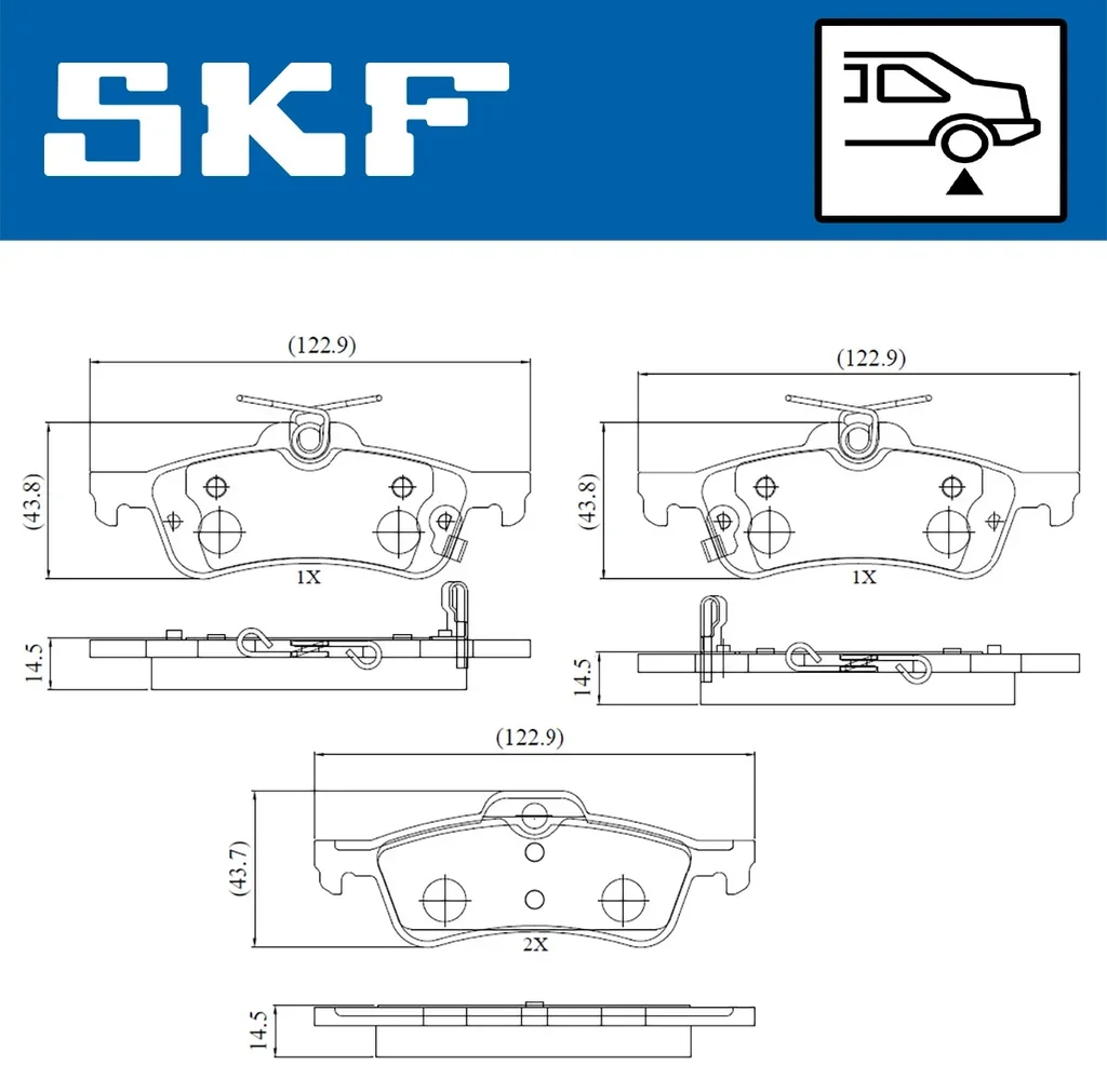 VKBP 90401 A SKF Комплект тормозных колодок, дисковый тормоз (фото 2)