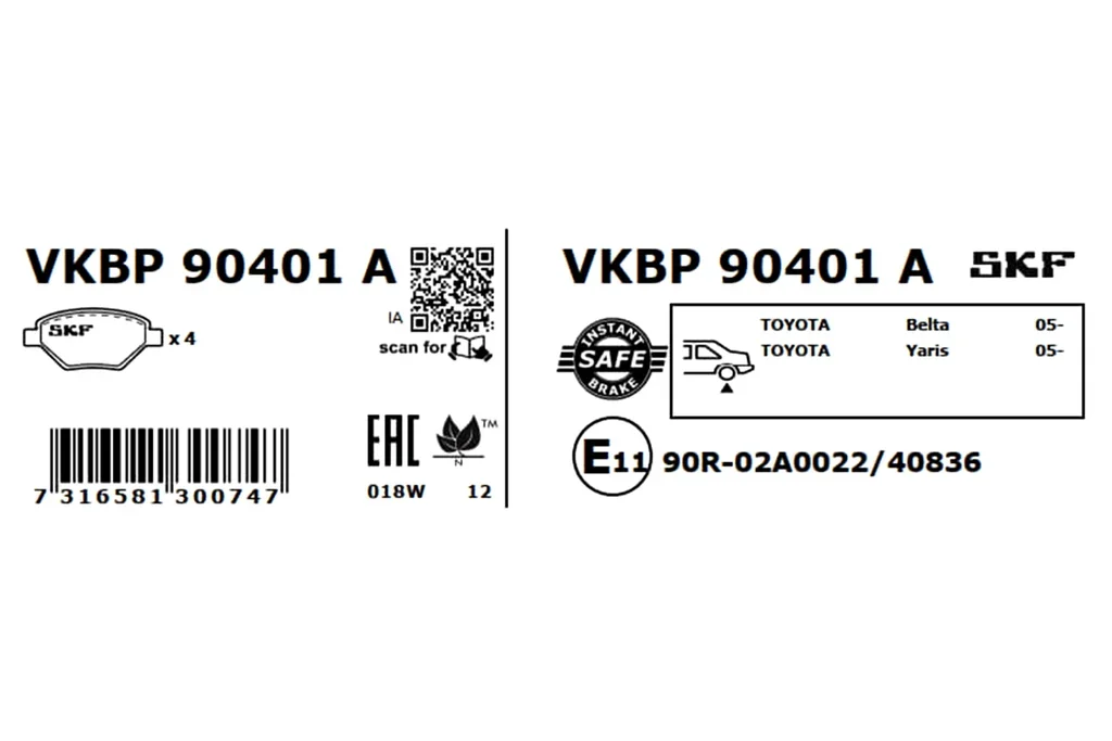VKBP 90401 A SKF Комплект тормозных колодок, дисковый тормоз (фото 7)
