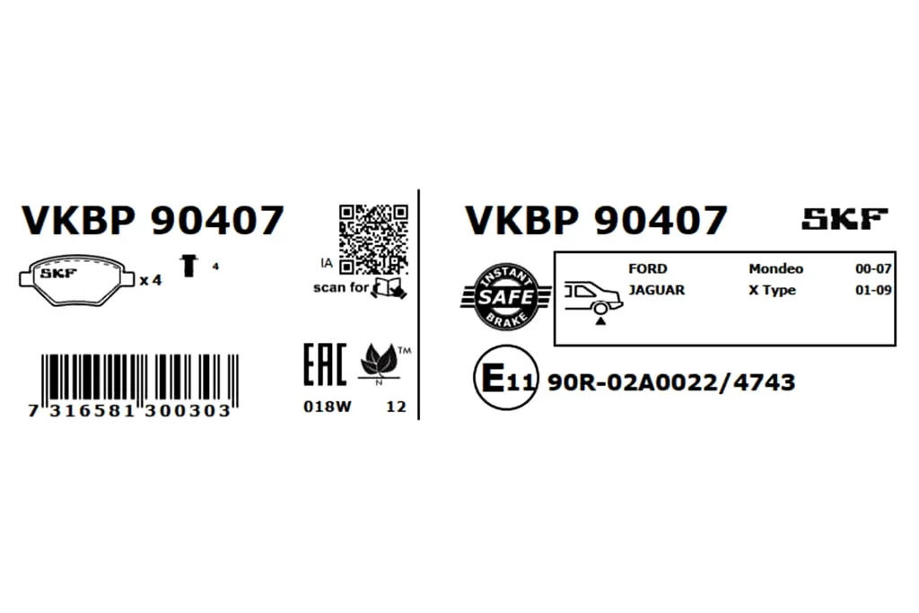 VKBP 90407 SKF Комплект тормозных колодок, дисковый тормоз (фото 4)