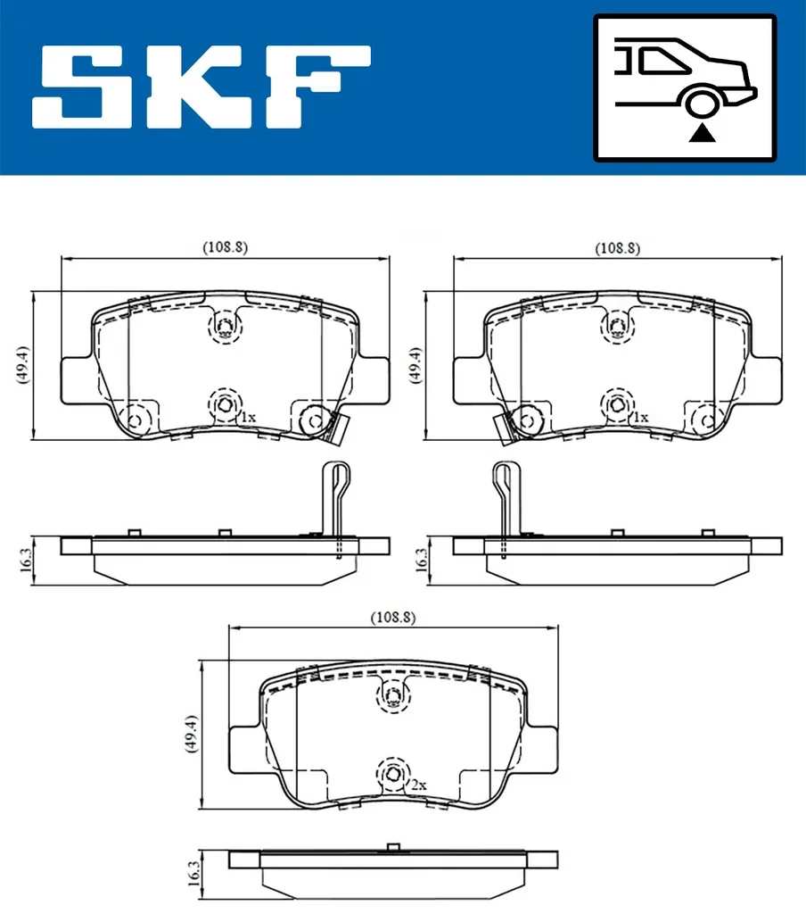 VKBP 90458 A SKF Комплект тормозных колодок, дисковый тормоз (фото 2)