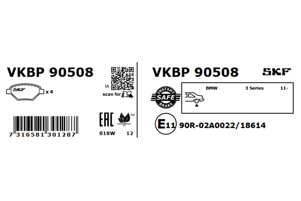 VKBP 90508 SKF Комплект тормозных колодок, дисковый тормоз (фото 2)