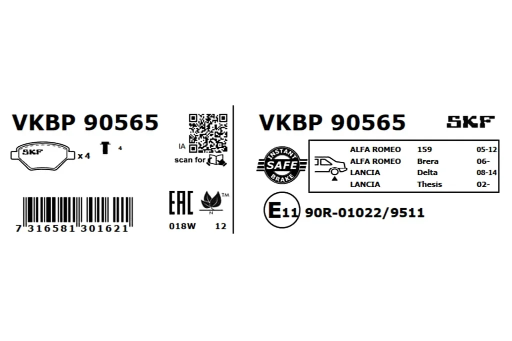 VKBP 90565 SKF Комплект тормозных колодок, дисковый тормоз (фото 7)