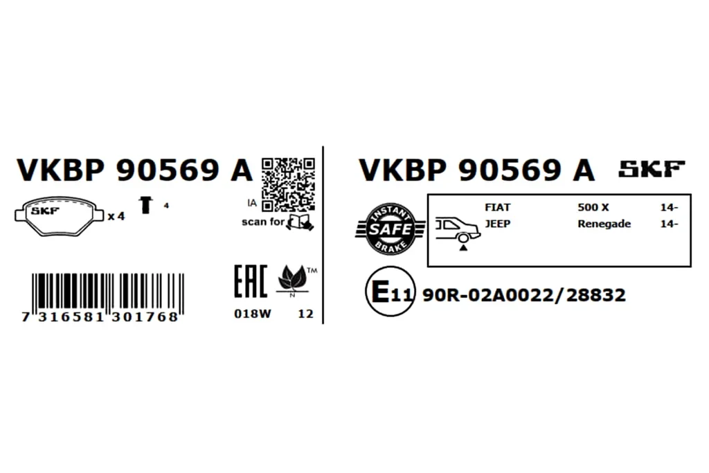 VKBP 90569 A SKF Комплект тормозных колодок, дисковый тормоз (фото 2)