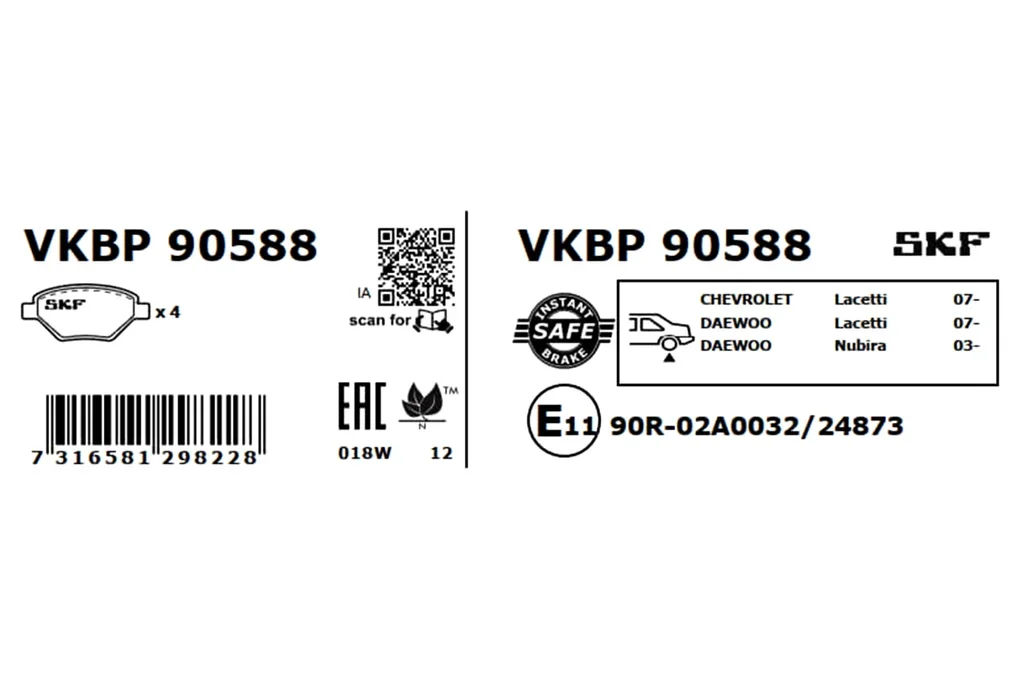VKBP 90588 SKF Комплект тормозных колодок, дисковый тормоз (фото 5)