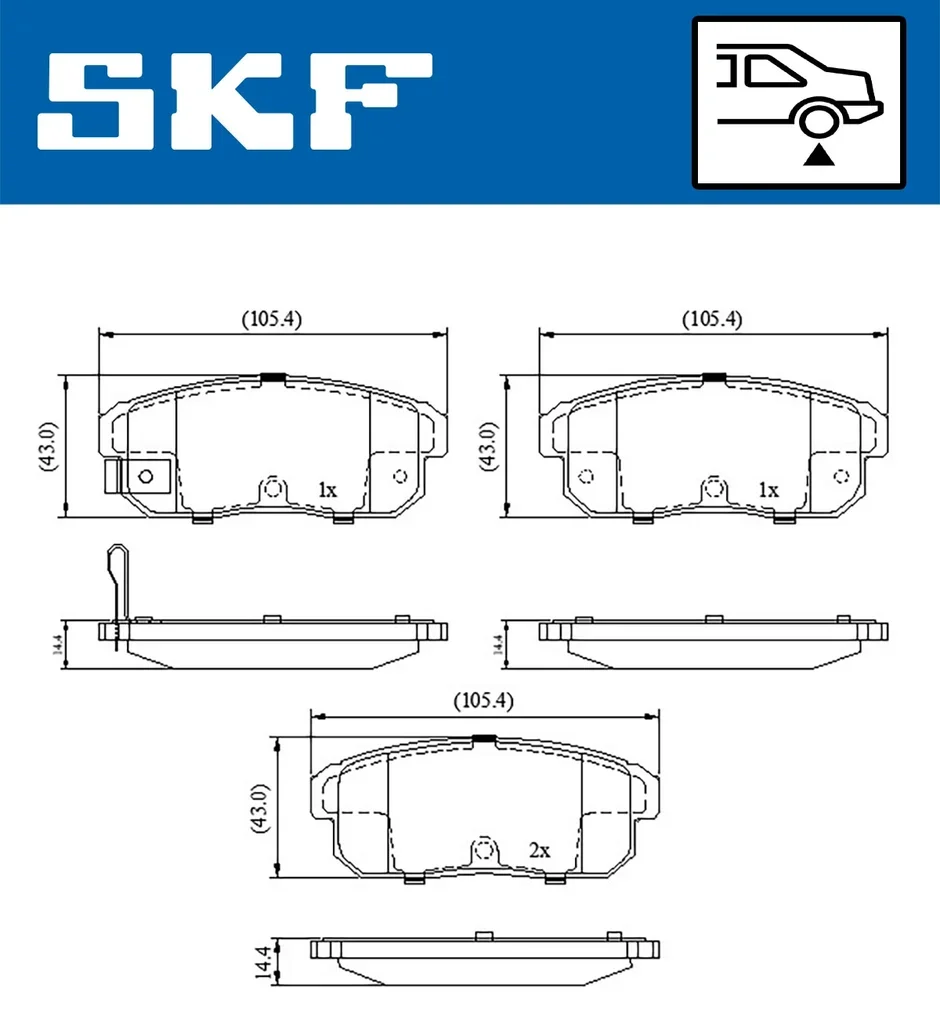 VKBP 90620 A SKF Комплект тормозных колодок, дисковый тормоз (фото 2)