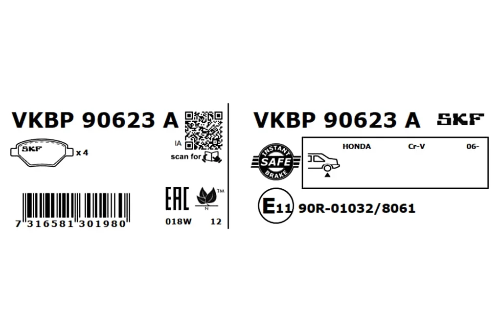 VKBP 90623 A SKF Комплект тормозных колодок, дисковый тормоз (фото 2)