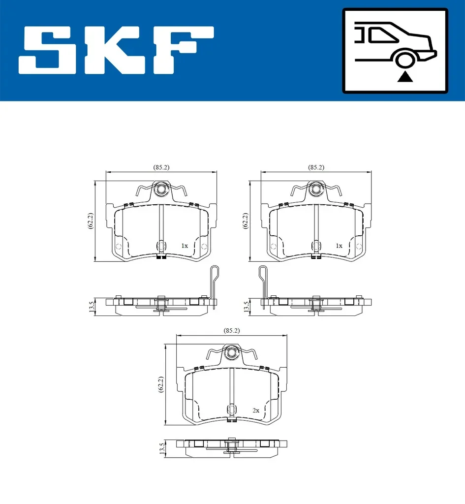 VKBP 91126 A SKF Комплект тормозных колодок, дисковый тормоз (фото 2)