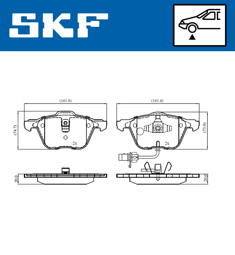 VKBP 81035 E SKF Комплект тормозных колодок, дисковый тормоз (фото 2)