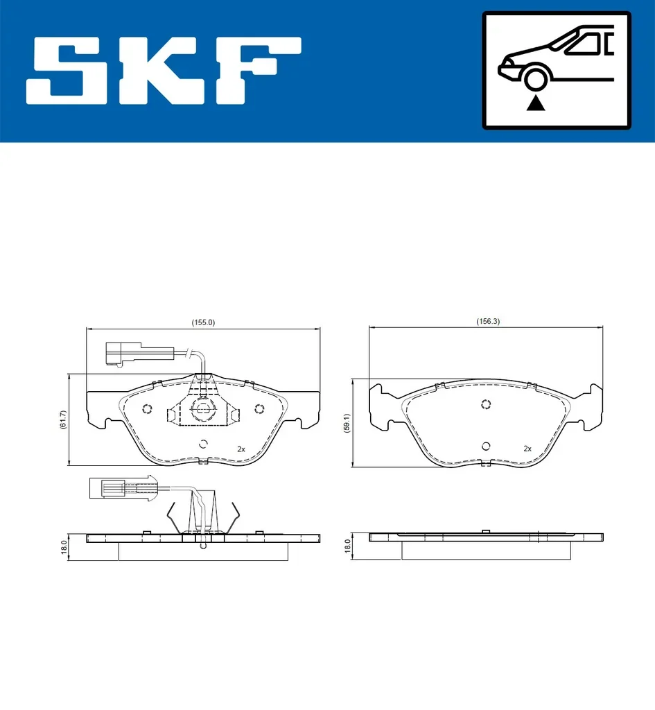 VKBP 80785 E SKF Комплект тормозных колодок, дисковый тормоз (фото 2)
