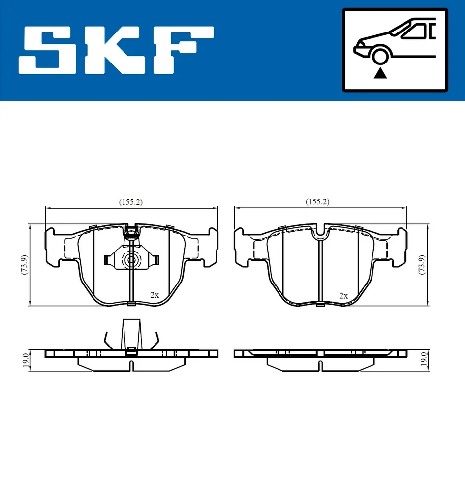 VKBP 80656 SKF Комплект тормозных колодок, дисковый тормоз (фото 2)