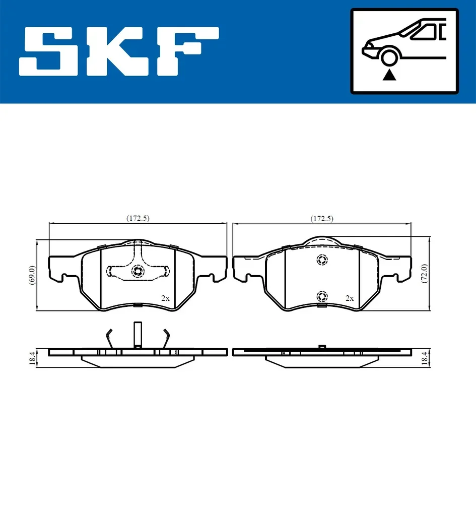 VKBP 80915 SKF Комплект тормозных колодок, дисковый тормоз (фото 2)