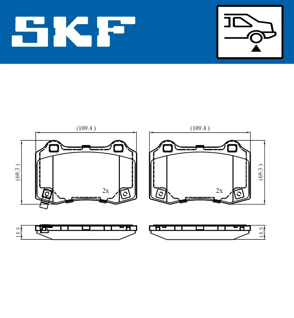 VKBP 90849 A SKF Комплект тормозных колодок, дисковый тормоз (фото 2)