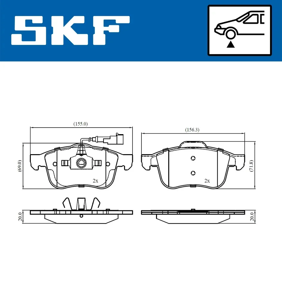 VKBP 81043 E SKF Комплект тормозных колодок, дисковый тормоз (фото 2)