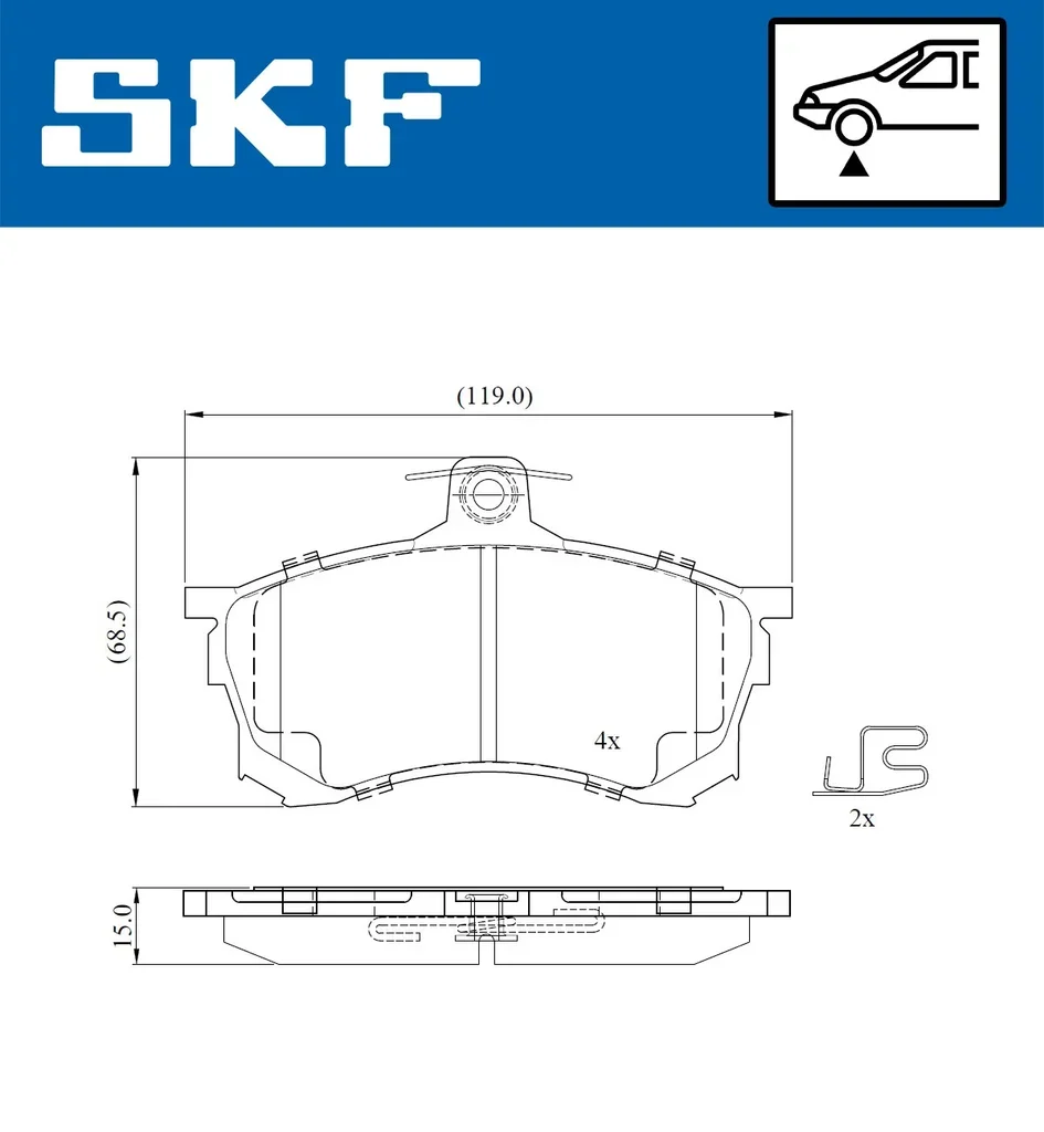 VKBP 80780 E SKF Комплект тормозных колодок, дисковый тормоз (фото 2)