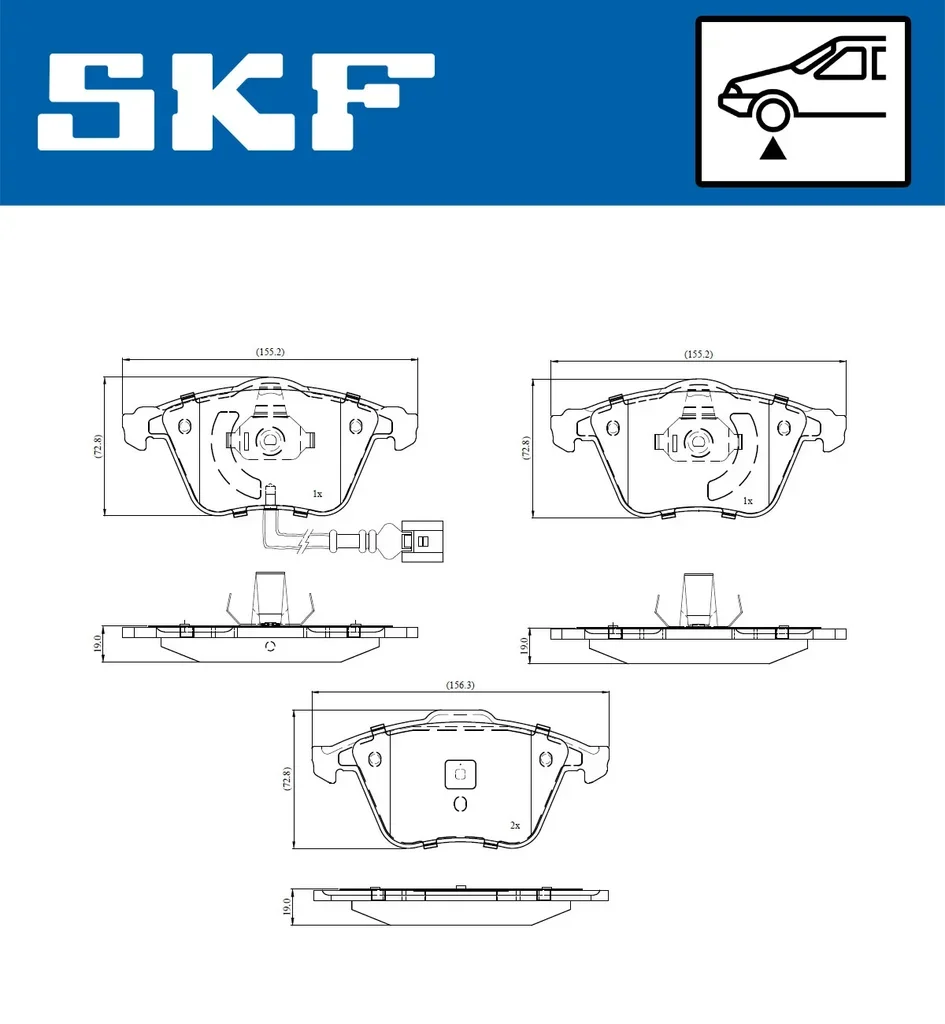 VKBP 80763 E SKF Комплект тормозных колодок, дисковый тормоз (фото 2)