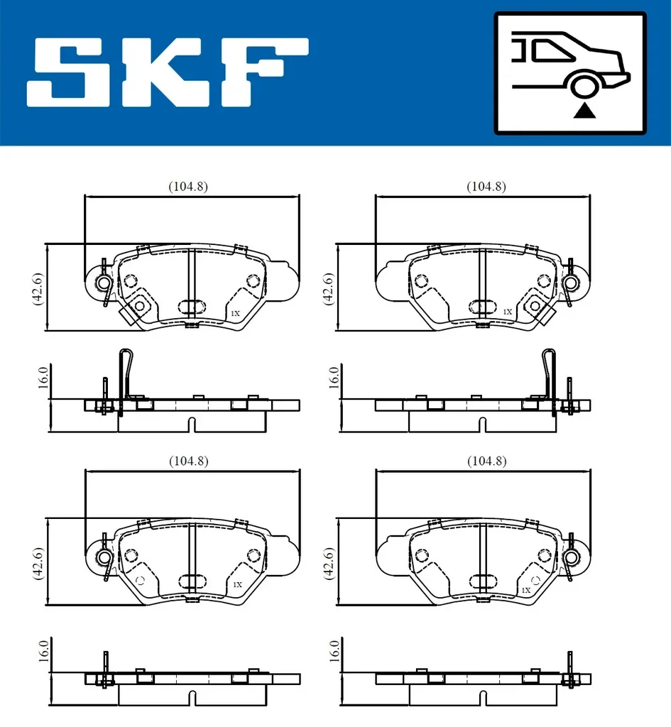 VKBP 90894 A SKF Комплект тормозных колодок, дисковый тормоз (фото 2)