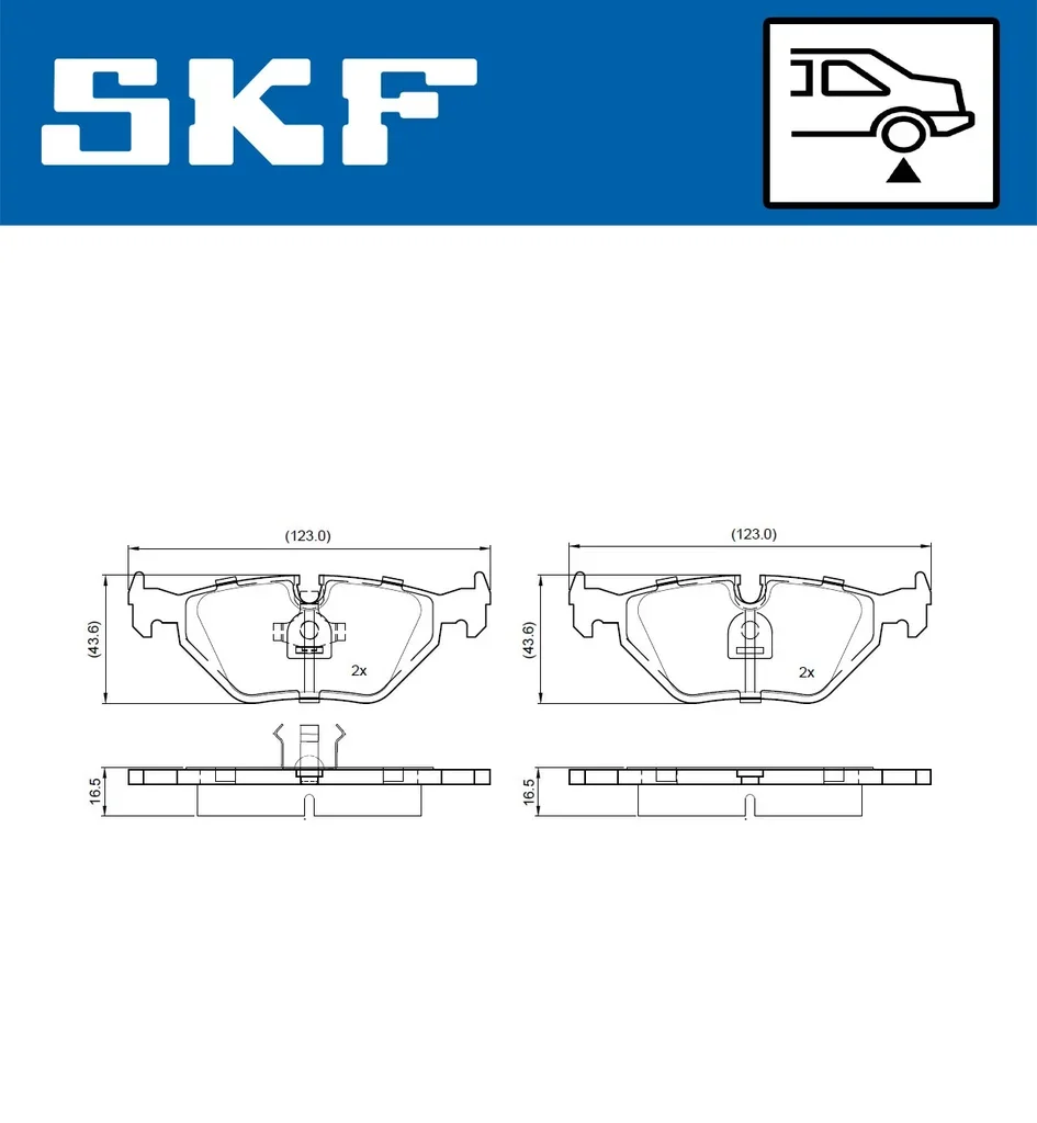VKBP 90963 SKF Комплект тормозных колодок, дисковый тормоз (фото 2)